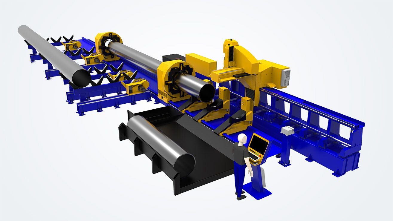 Materialhandling für besonders  große Rohre 